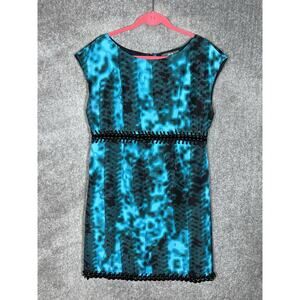 Per Se Silk Dress Womens Size 14 Blue Camouflage Sleeveless Plastic‎ Chain Link